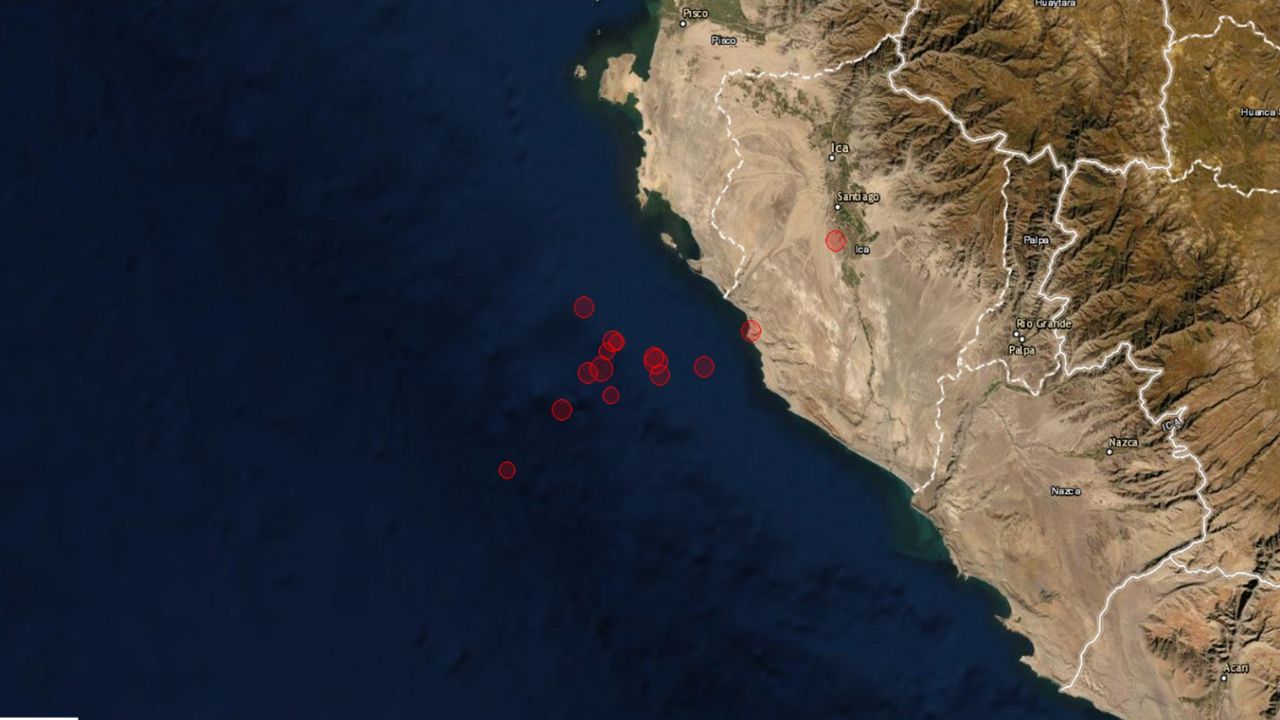 Al menos nueve sismos, uno de 5.9 grados, sacuden la costa central de Perú.