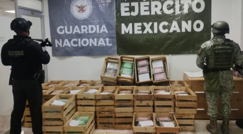 Guardia Nacional descubre cargamento de droga escondido en camión que transportaba nopales por Guanajuato.
