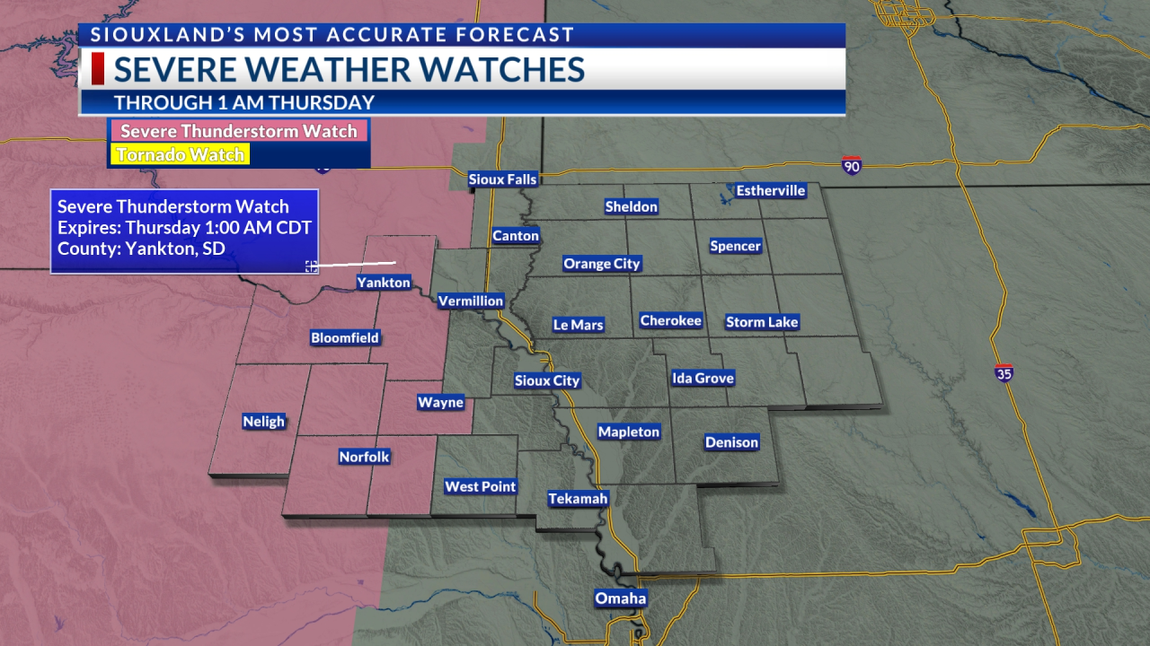 Se emiten alertas de clima severo en partes de Siouxland, la amenaza de SVR está en aumento