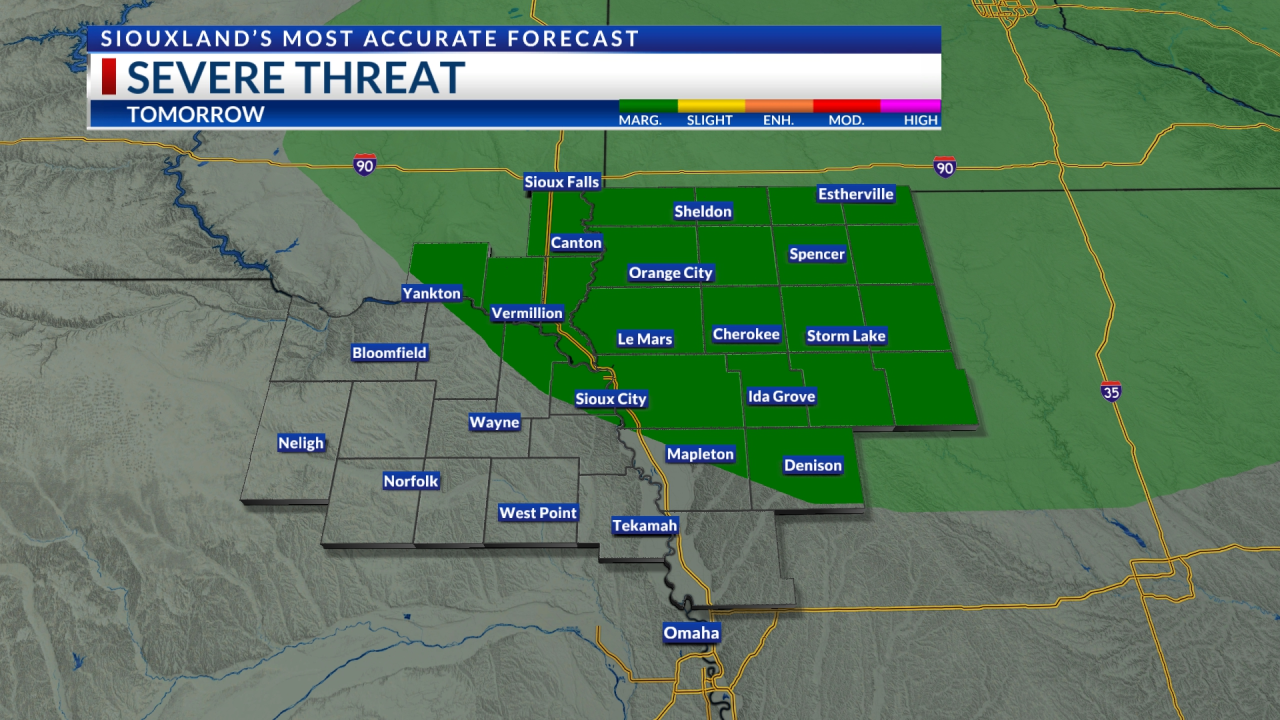 Riesgo marginal de clima severo el miércoles