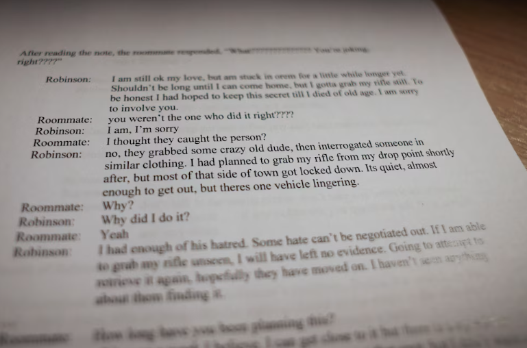 “Tuve la oportunidad de eliminar a Charlie Kirk”: los mensajes que Tyler Robinson envió tras cometer el asesinato