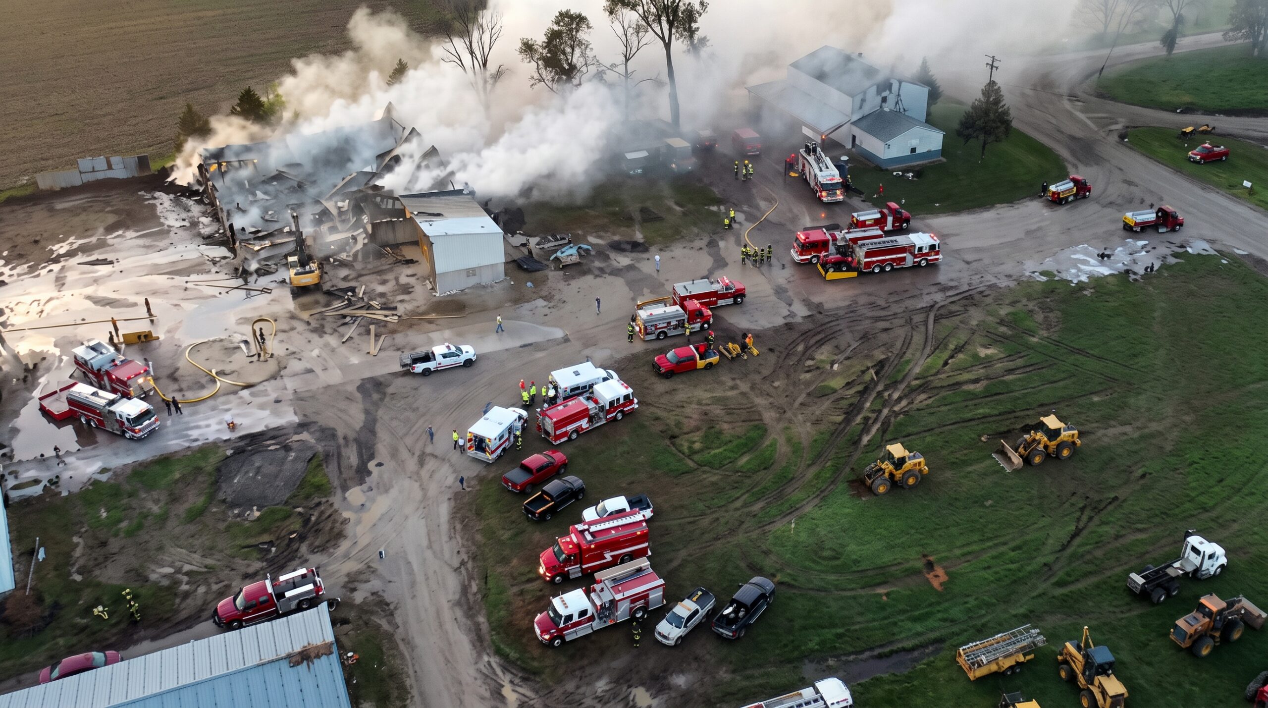 Tres edificios resultaron dañados en un incendio en una explotación lechera del condado de Sioux